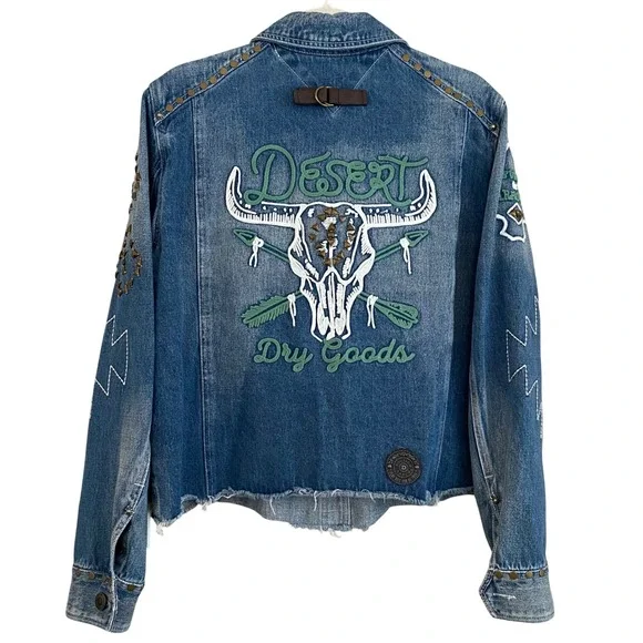 Double D Ranch PLUS Boho Western Desert Dry Goods Embroidered Jean Jacket Sz 1X - Picture 8 of 12